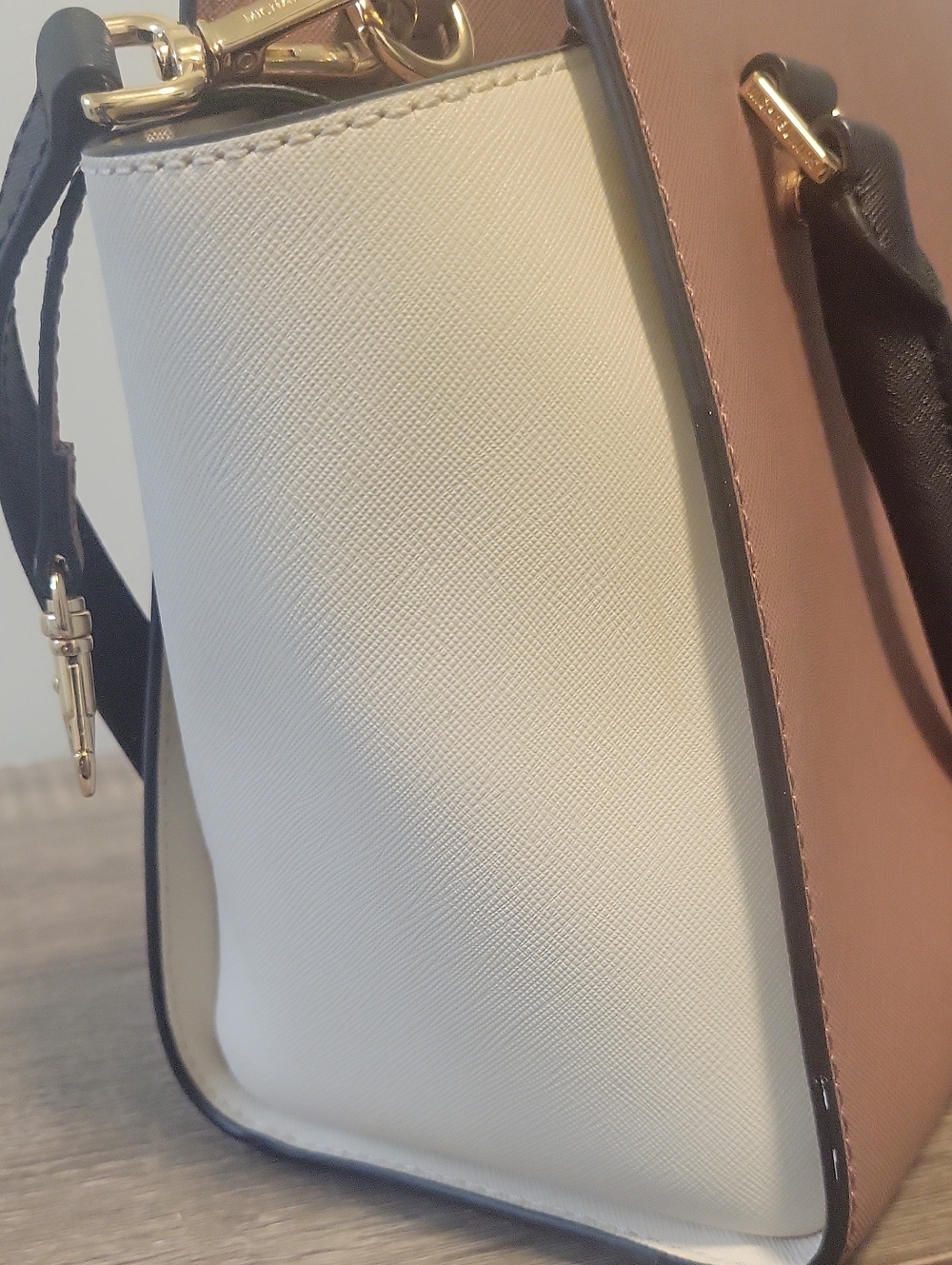 Michael Kors Taupe & Cream Leather Satchel with Black Trim - Picture 7 of 7